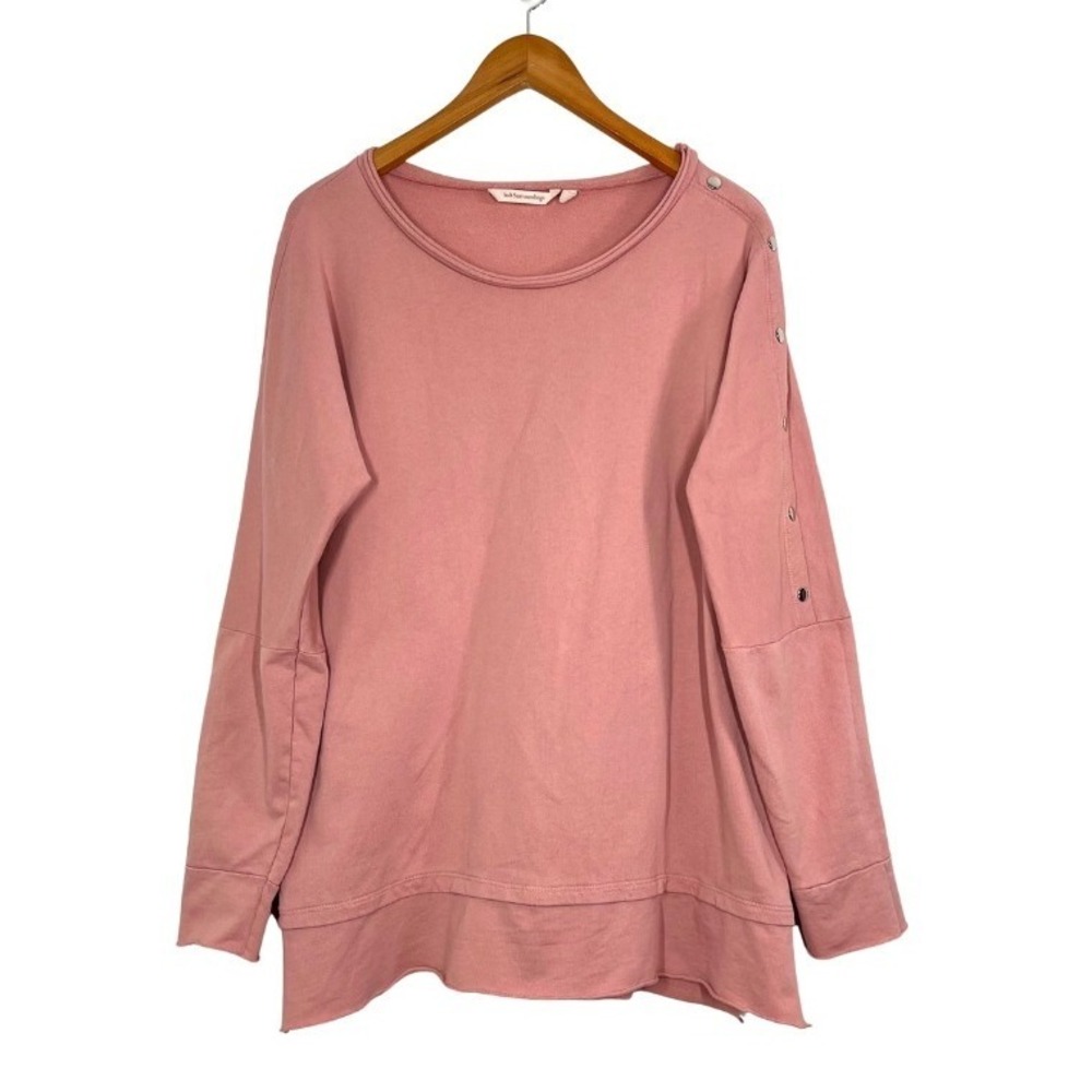 Soft Surroundings Dusty‎ Rose Cotton Tunic Top Snap Sleeve Made USA M Oversized